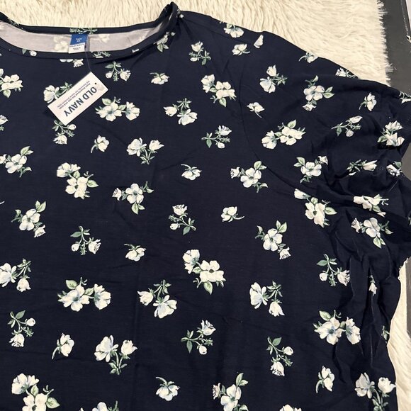 Old Navy womens NWT 4X blue floral Luxe tee short sleeve prairie boho timeless - Picture 4 of 13